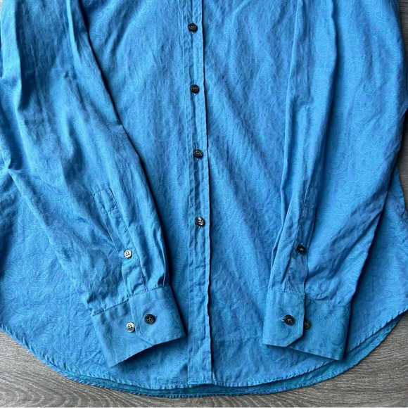 Versace Collection Blue Paisley Pattern Slim Fit Button Down  Shirt - Picture 10 of 15